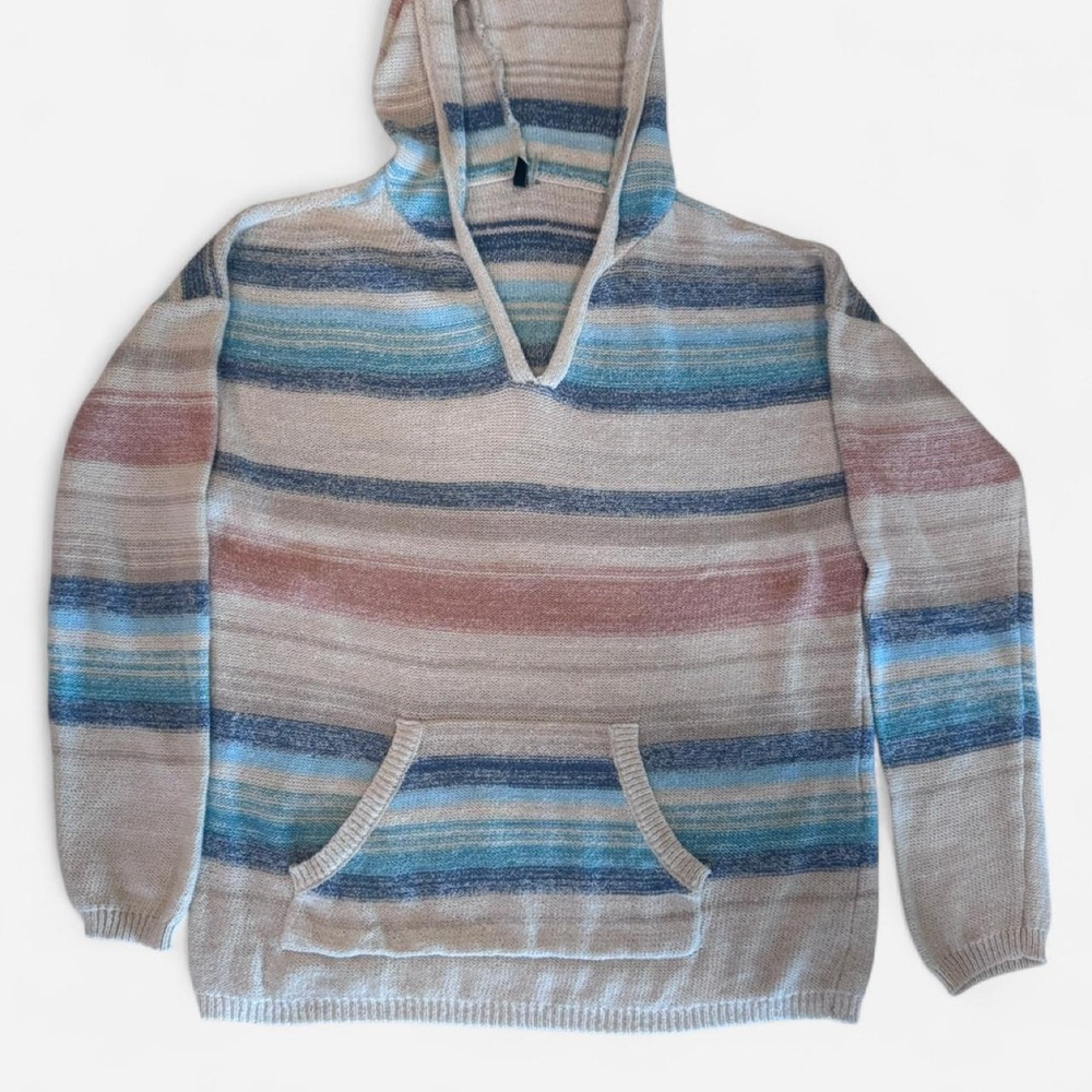 North River Outfitters Striped Baja Hoodie V-Neck Pullover